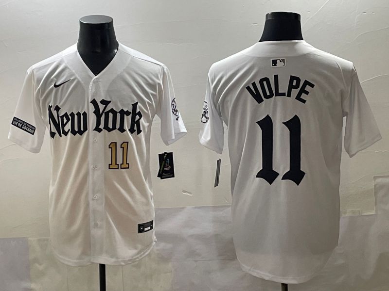 Men 2025 New York Yankees 11 Volpe White Five generations Joint Name Nike MLB Jersey style 36
